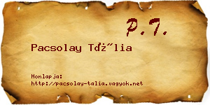 Pacsolay Tália névjegykártya